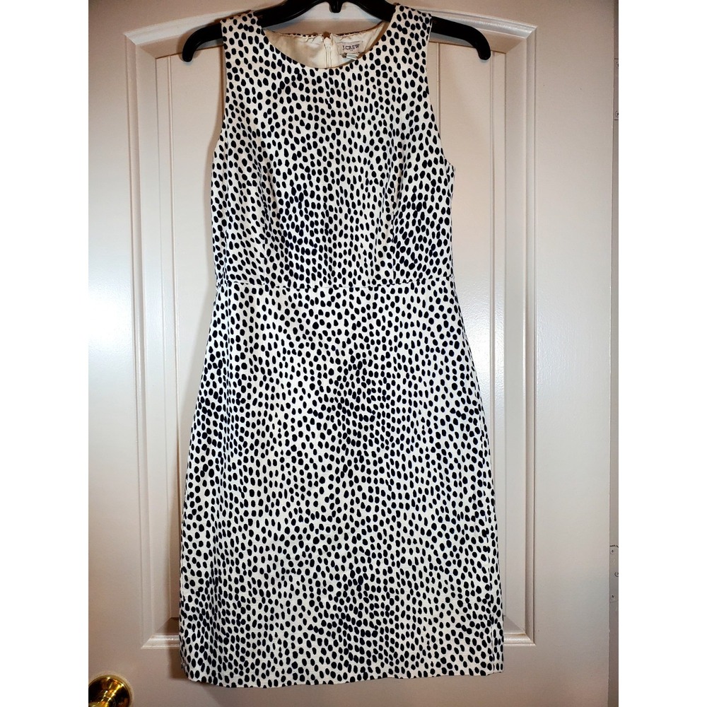 J.Crew Black White Polka Dot Sheath Dress Women's Size 4 Sleeveless
